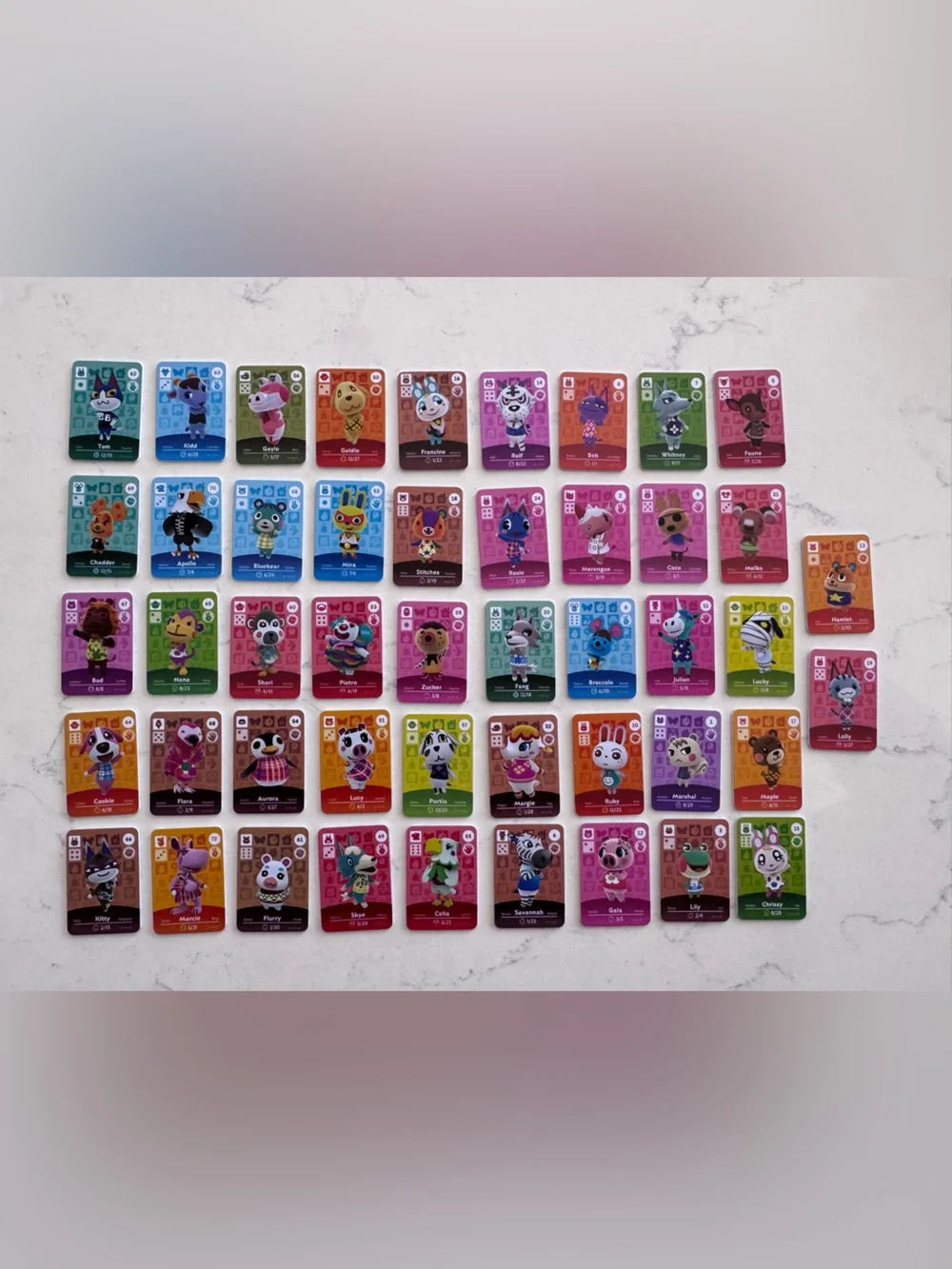 47 Nintendo Animal Crossing Mini Amiibo Cards with Cases